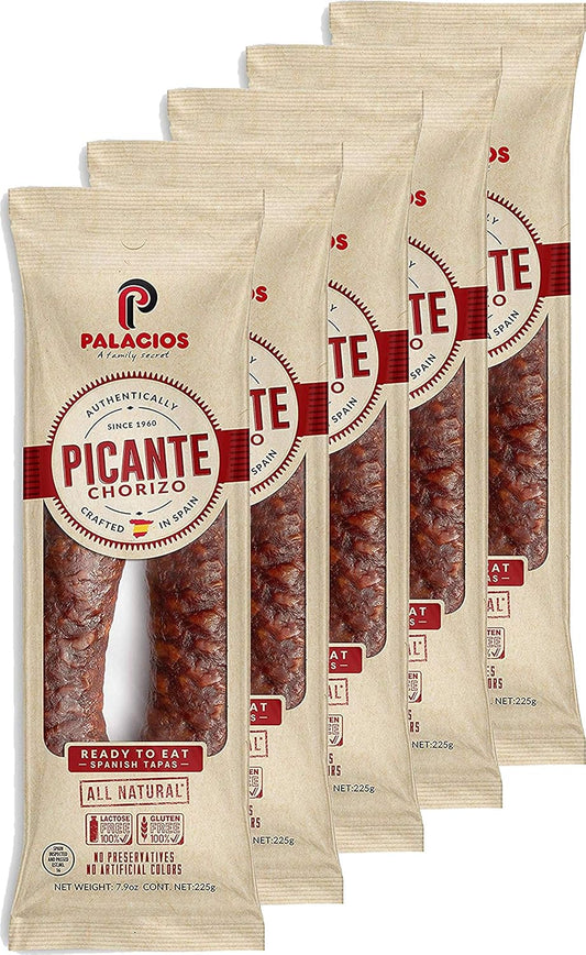 Palacios Hot Chorizo Pack of 5 - All-Natural Gourmet Flavor