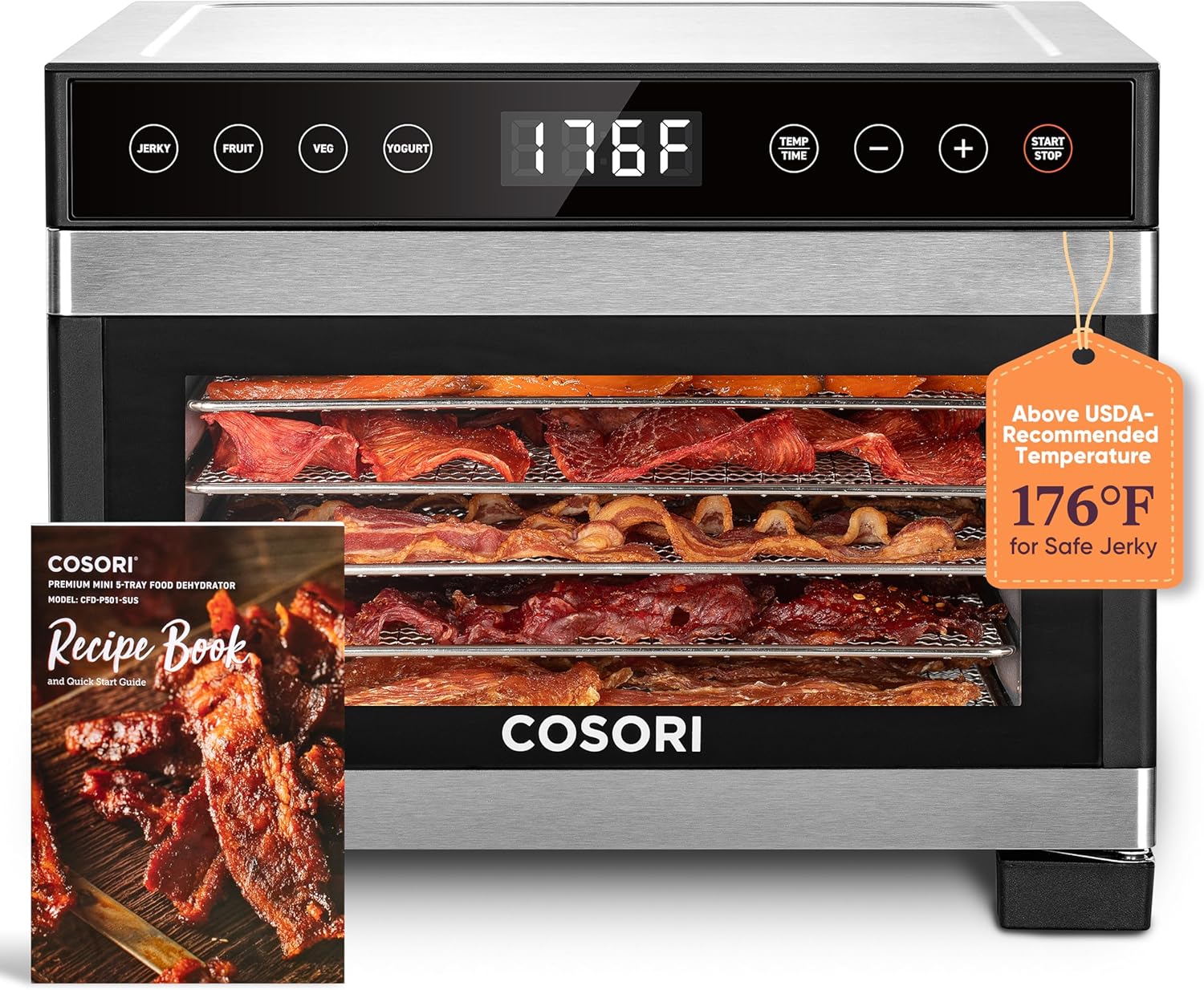 COSORI Food Dehydrator for Jerky with 5 Stainless Steel Trays