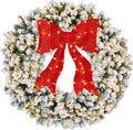 36in Flocked Pre-Lit Fir Christmas Wreath - Extra Large Holiday Accent