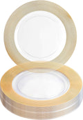 13-Inch Charger Plates 16 Pack - Clear Gold Rope Rim for Elegant