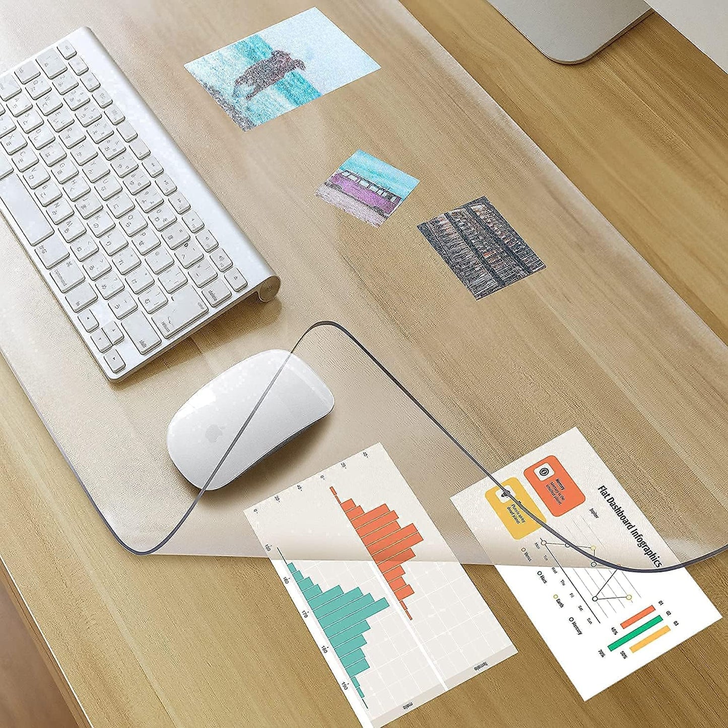 Protective Clear Desk Mat - 24x14 inches - Transparent Shield