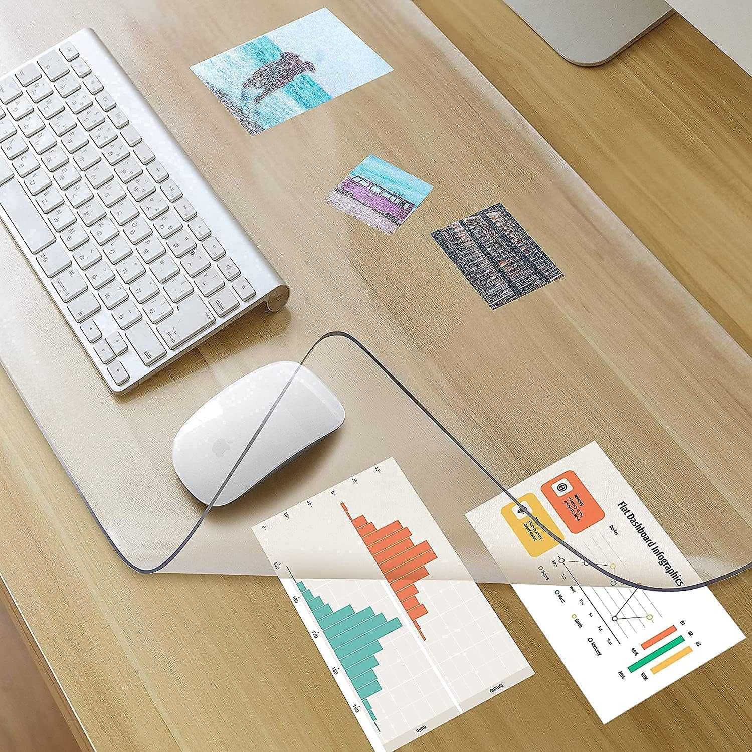 Protective Clear Desk Mat - 24x14 inches - Transparent Shield