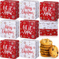 Christmas Cookie Tins 12 Pack - Square Holiday Gift Boxes for Cookies