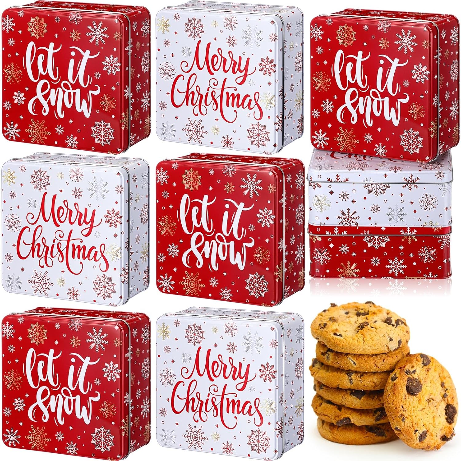 Tandefio 12 Pcs Christmas Cookie Tins for Holiday Gifting