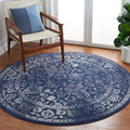 Adirondack 6 ft Round Navy/Ivory Area Rug - Durable, Non-Shedding
