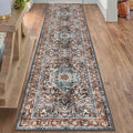 Hallway Runner Rug 2x8 ft - Washable Boho Faux Wool Runner