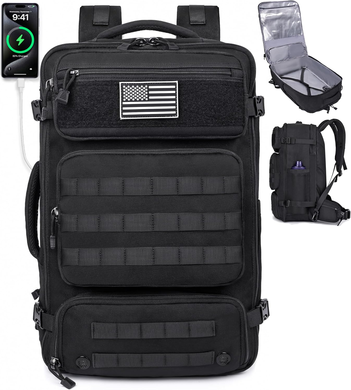 MOZETO Travel Backpack for Men 40L with USB Charging Port