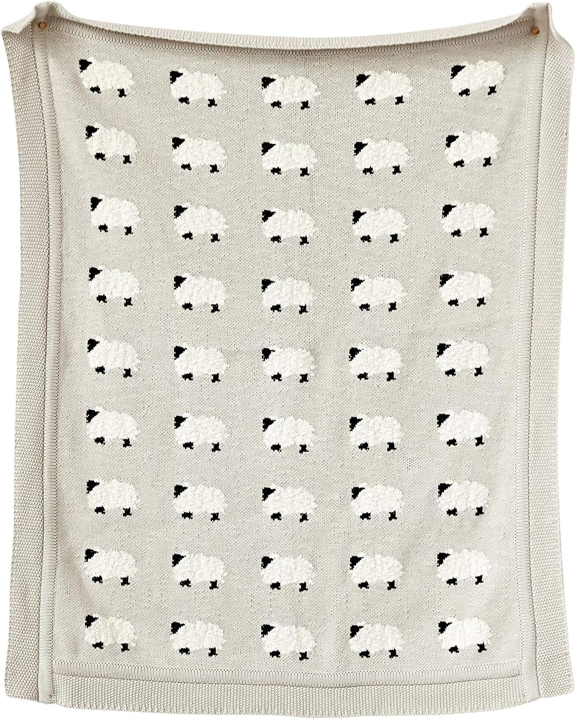 Creative Co-Op Grey Cotton Knit Sheep Blanket for Cozy Comfort