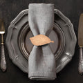 Set of 12 Gold Napkin Rings in Leaf Design - Festive Table Accent
