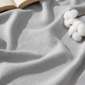 100% Cotton Twin XL Blanket Grey - Breathable Herringbone Weave
