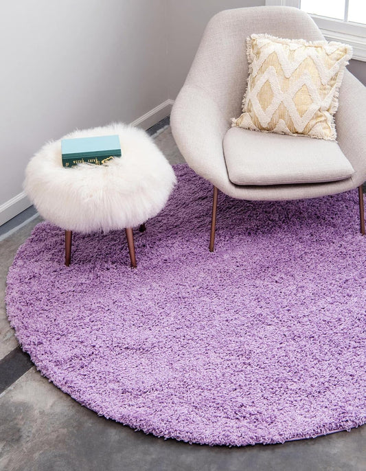 Unique Loom Solid Shag Collection Area Rug in Lilac for Comfort