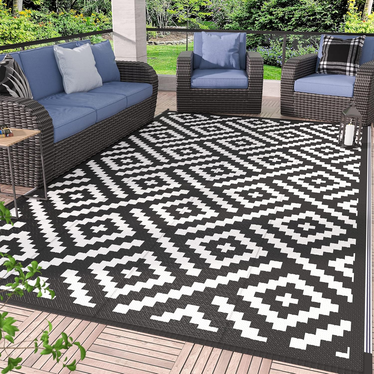 GENIMO Outdoor Rug for Patio Clearance, Waterproof 6ftx9ft Mat