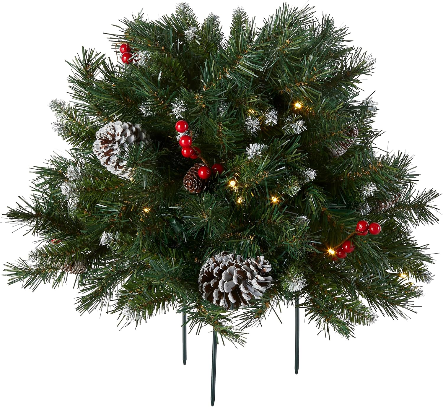 18 in Pre-Lit Frosted Berry Christmas Urn Filler with Lights