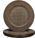 Spsyrine Faux Rattan Charger Plates Set of 6 - Rustic 13 in Elegance