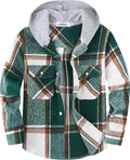 Boys Girls Casual Flannel Plaid Hoodies Button Down Shirt (Style NVR2)