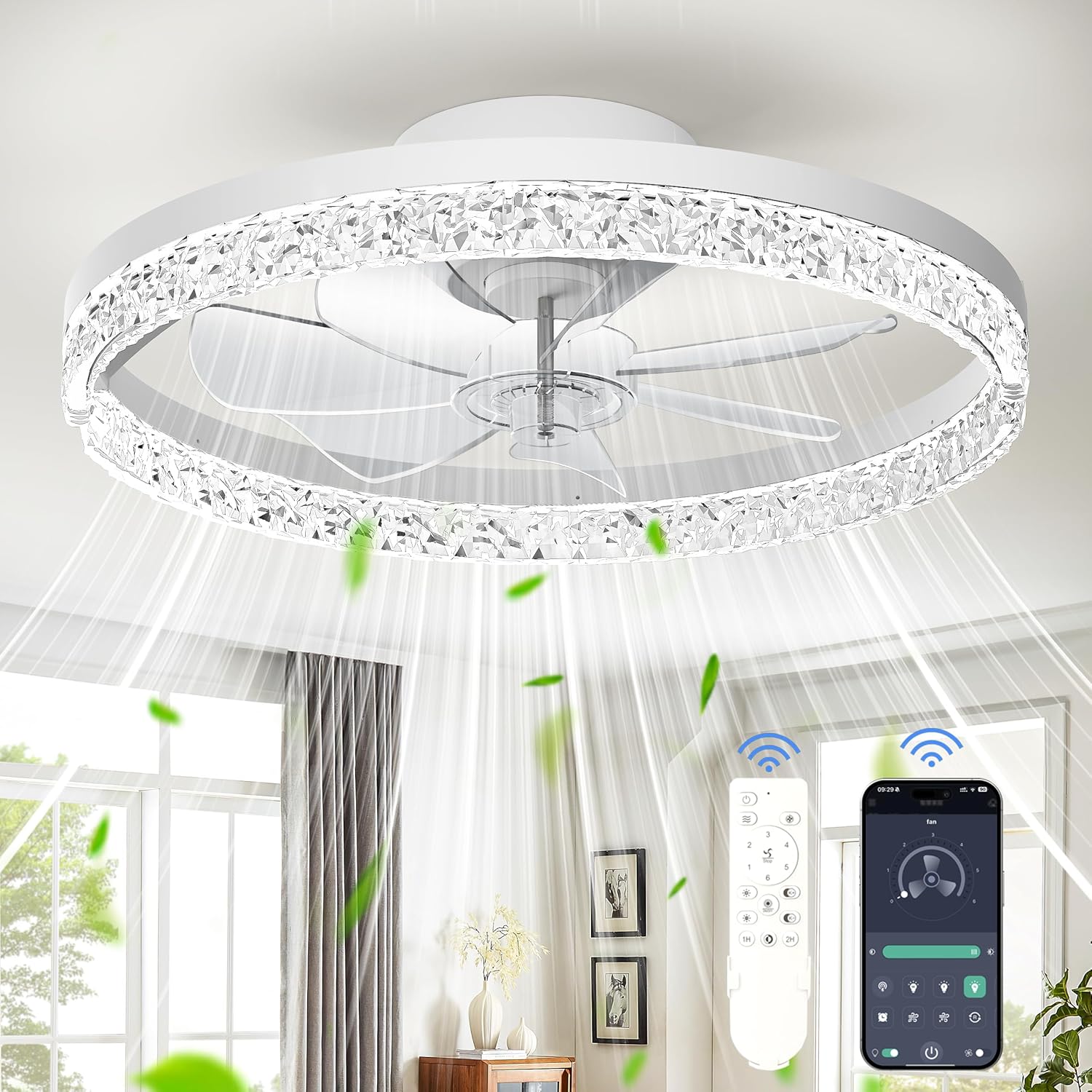 Ceiling Fan with Light, 20in Foldable Design for Any Room