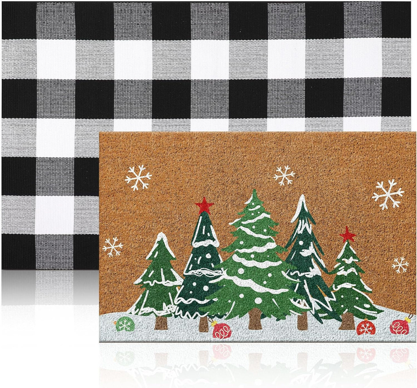 Duraaamo Christmas Tree Door Mat Set for Festive Home Decor