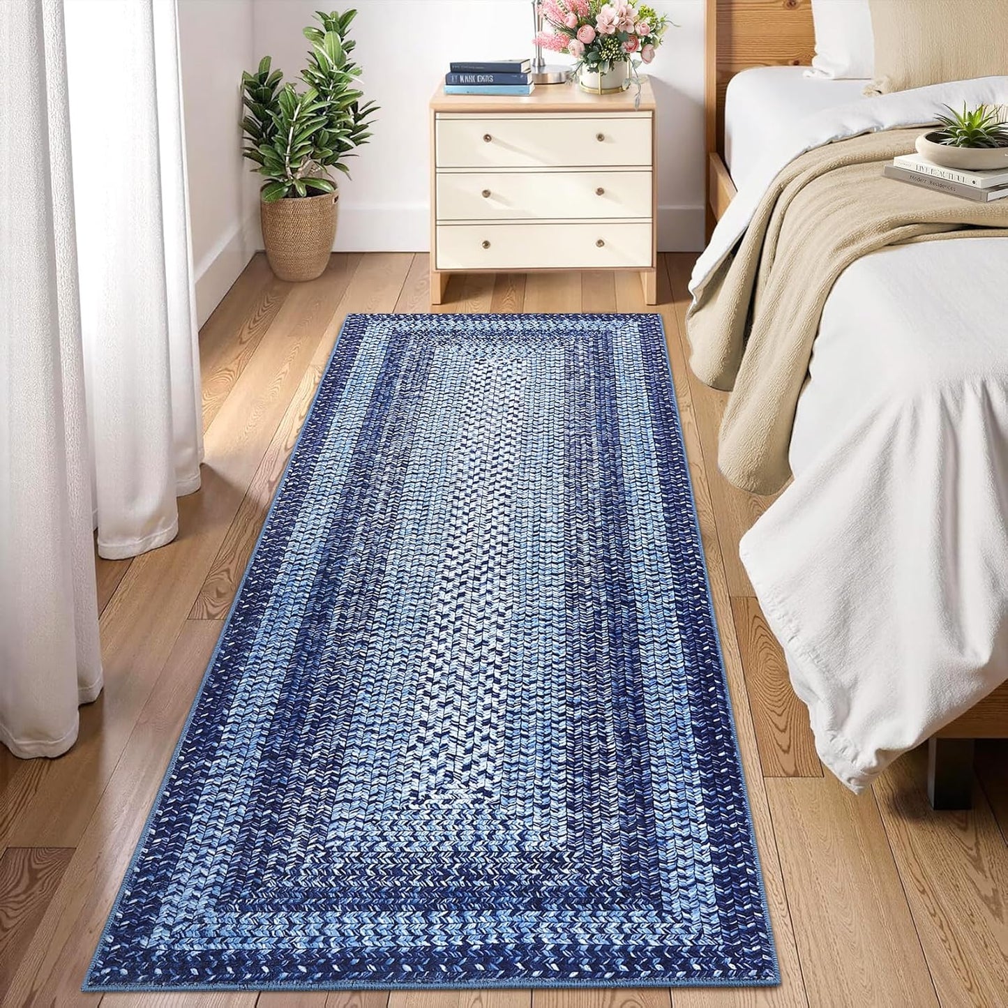 Runner Rug for Hallway Kitchen Non Slip Stain Resistant Mat