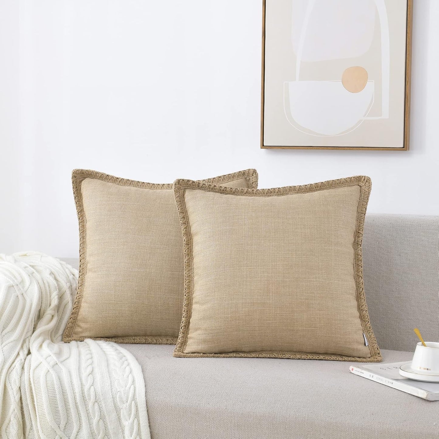 Set of 2 Farmhouse Throw Pillow Covers for Stylish Decor