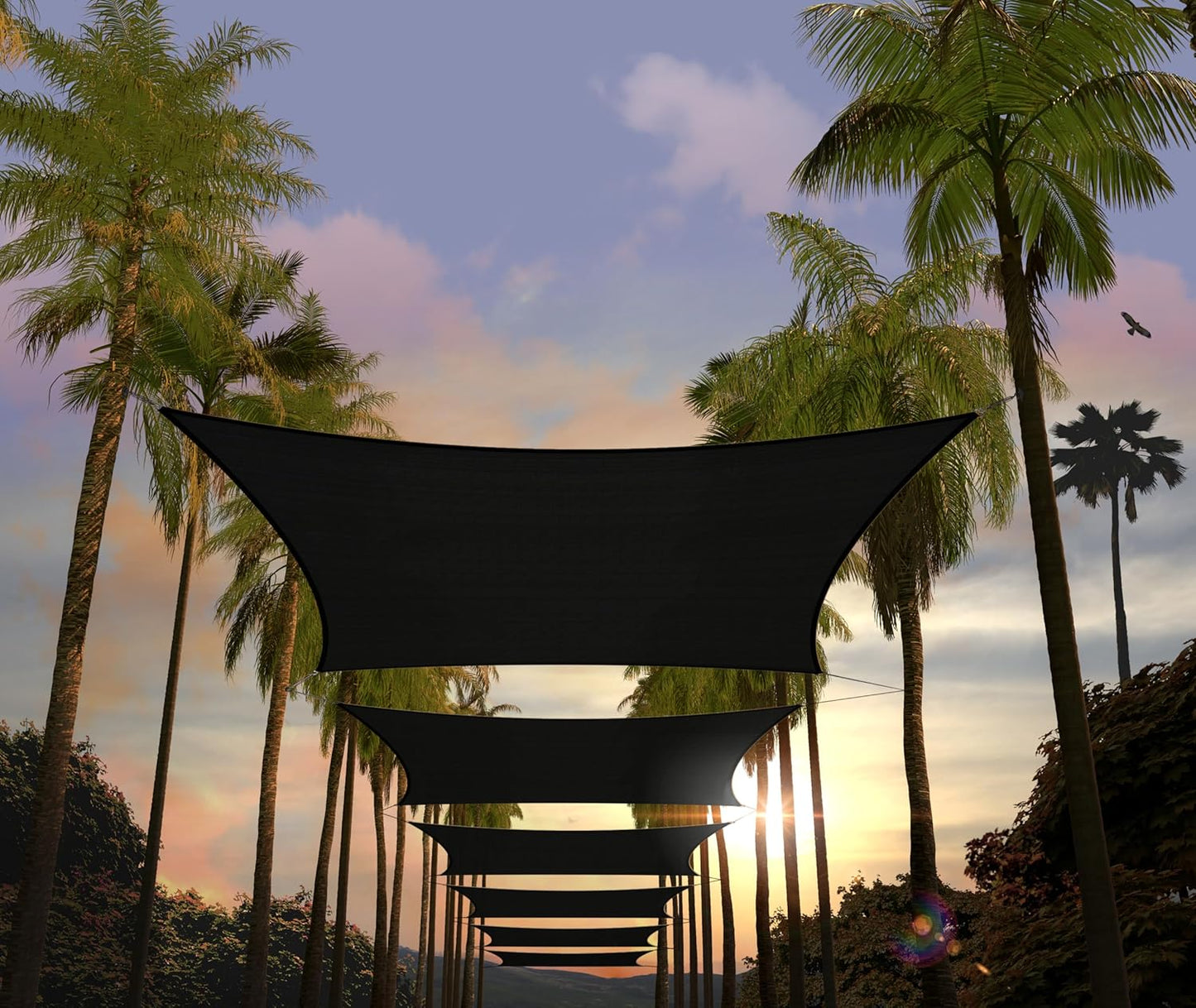 Custom Size 15ft x 24ft Black Rectangle Sun Shade Sail for Outdoors