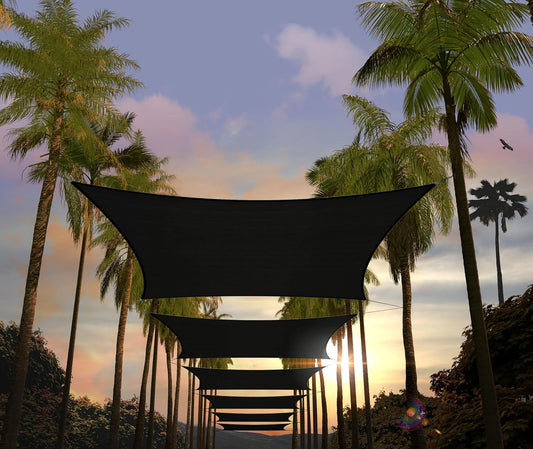 Custom Size 7ft x 20ft Black Rectangle Sun Shade Sail for Outdoors