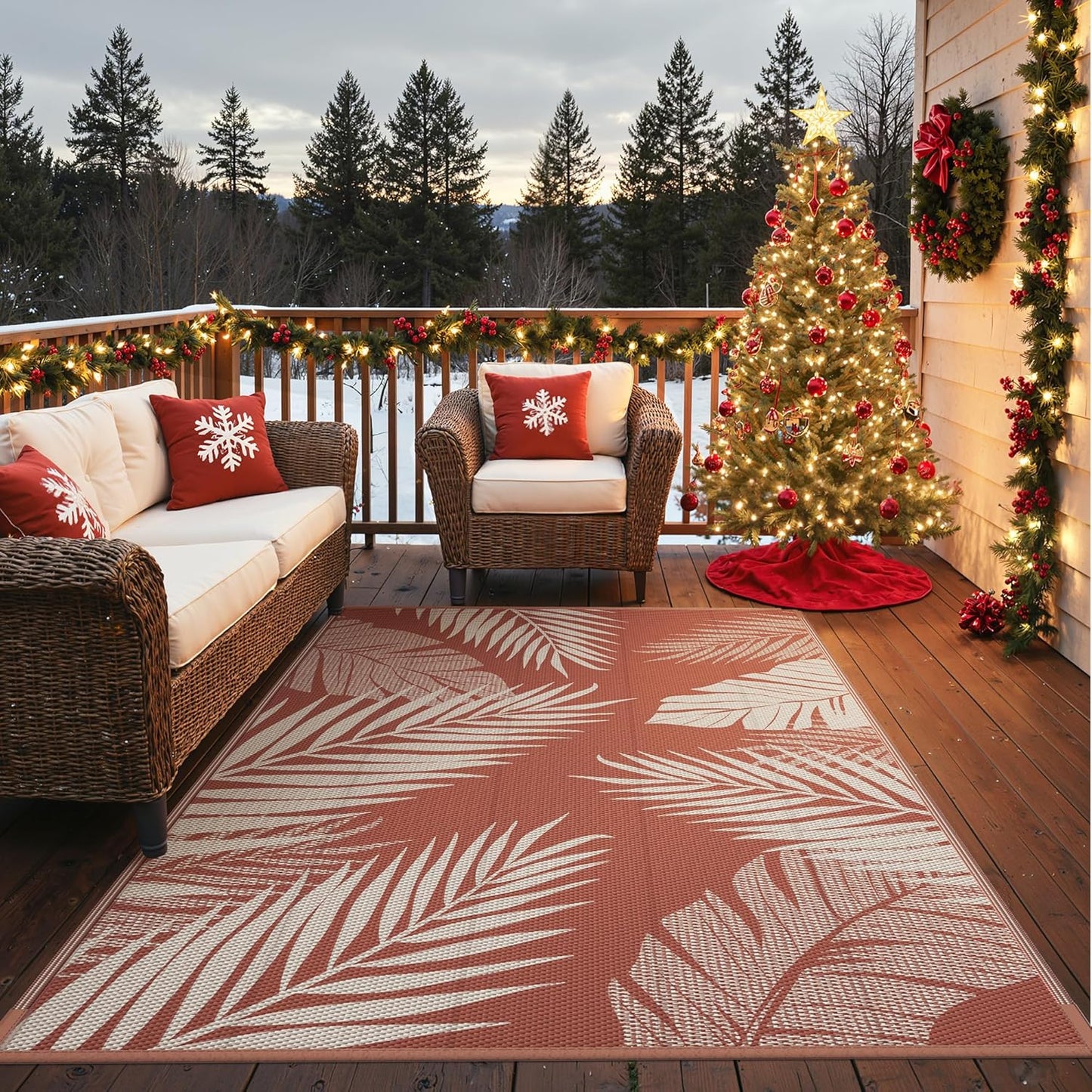GENIMO Outdoor Rug 6ft x 9ft Waterproof for Patios and More