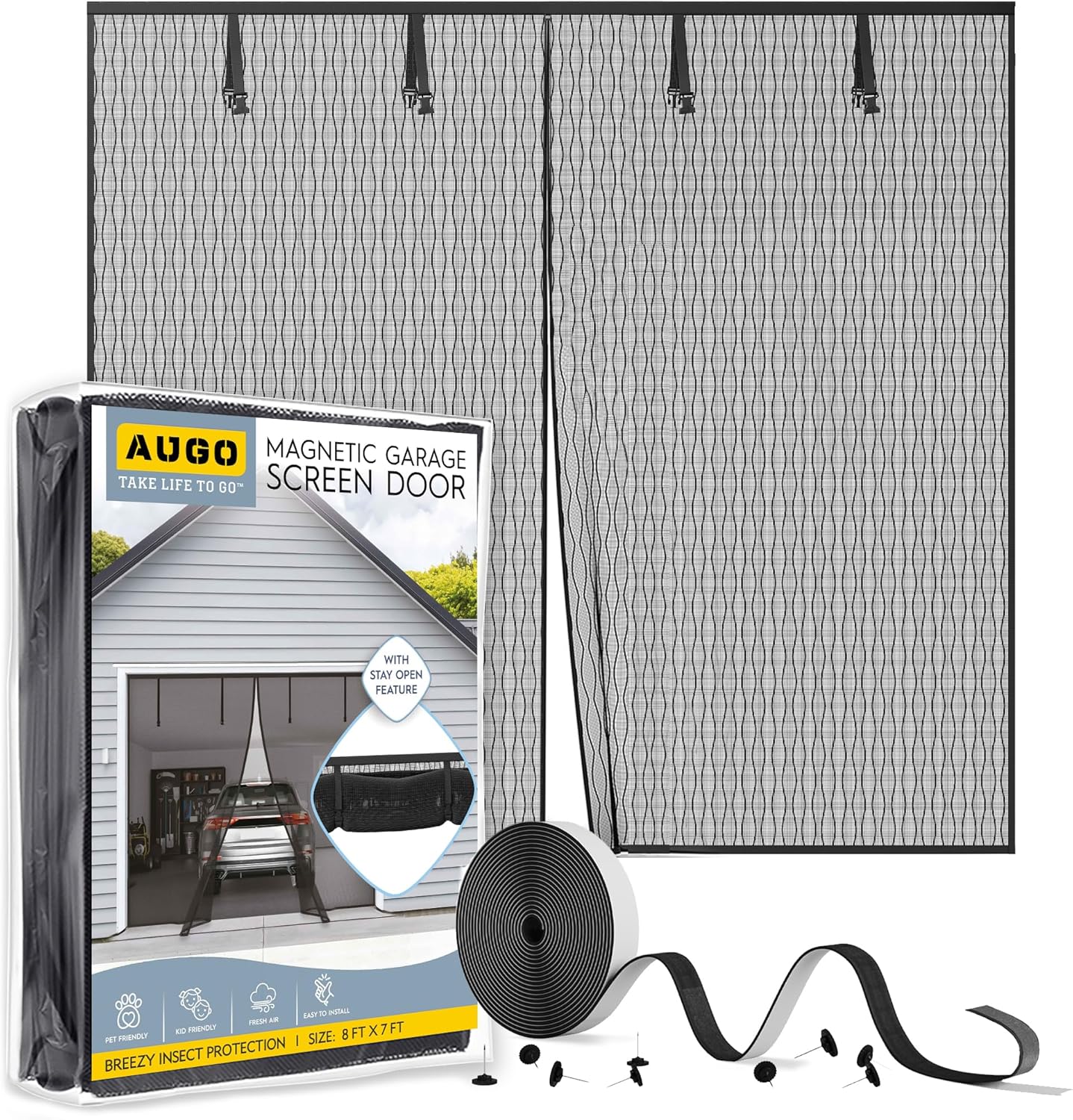 AUGO Garage Door Screen Magnetic Closure for 1 Car Garage