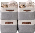 Fabric Storage Baskets for Shelves - XL 4 Pack (Grey and White)