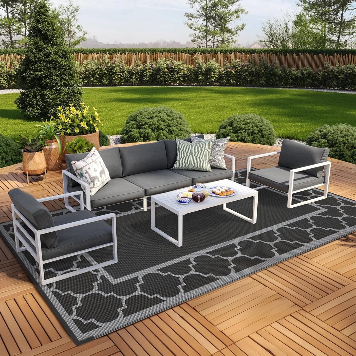 GENIMO 9ft x 18ft Outdoor Rug Waterproof for Patio and Camping