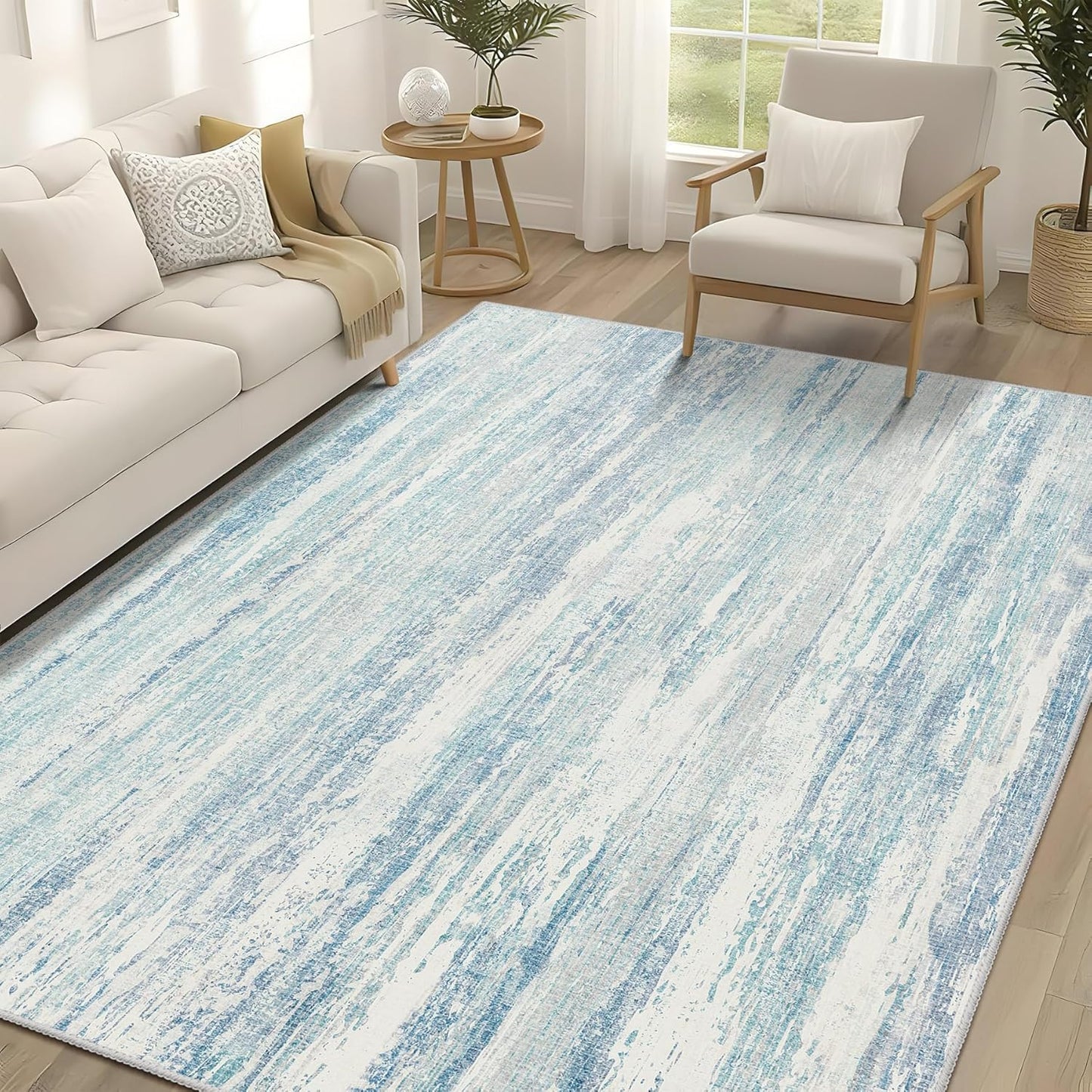 MUJOO 5x7 Washable Area Rug for Modern Living Room Decor