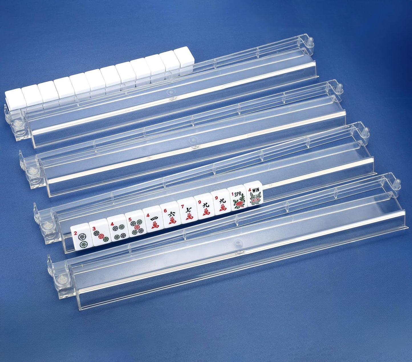 Convenient Rotating Mahjong Racks with Pushers for Easy Play