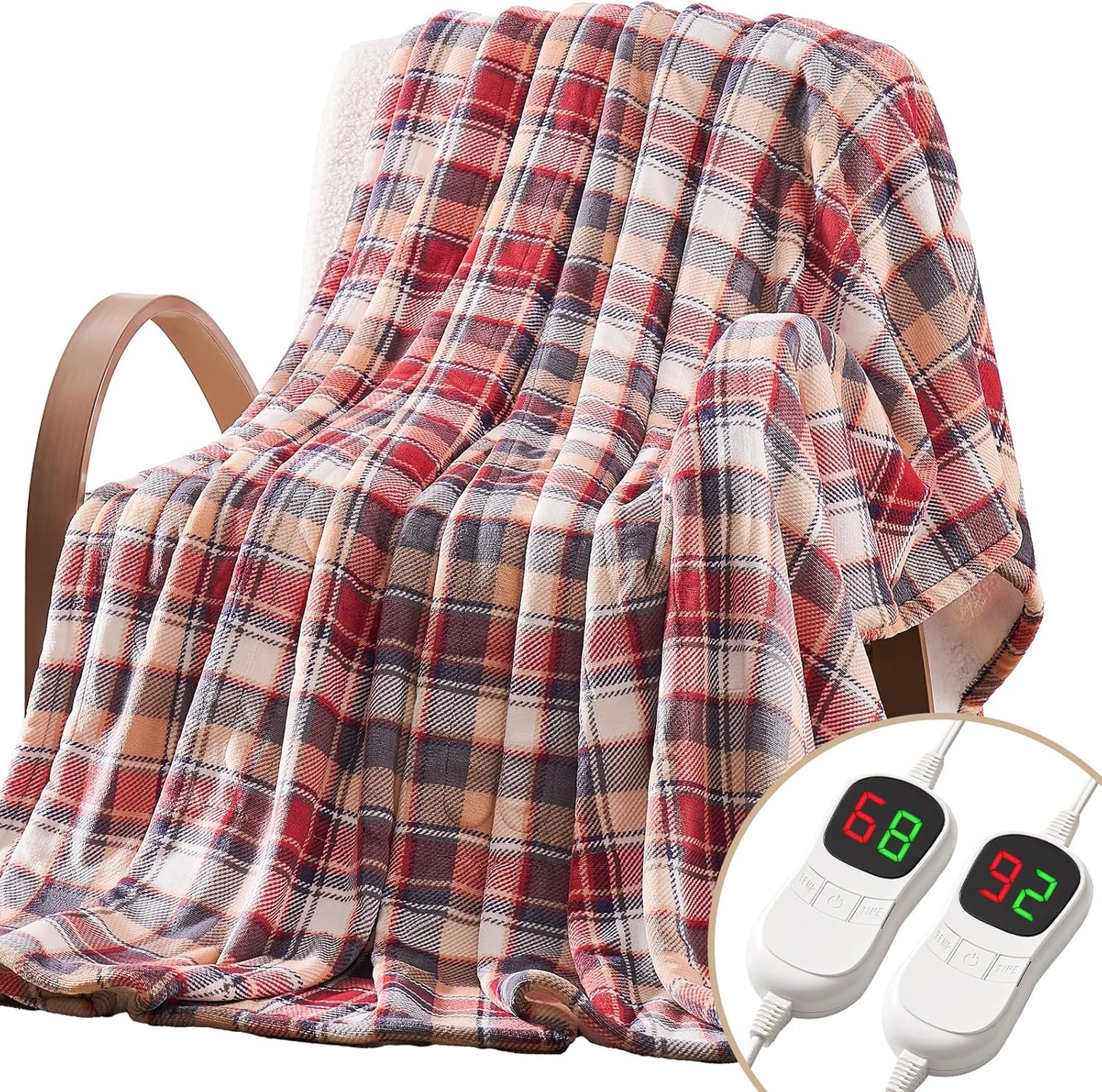 Homemate Electric Blanket Heated Throw - Ultra Soft Cozy Flannel