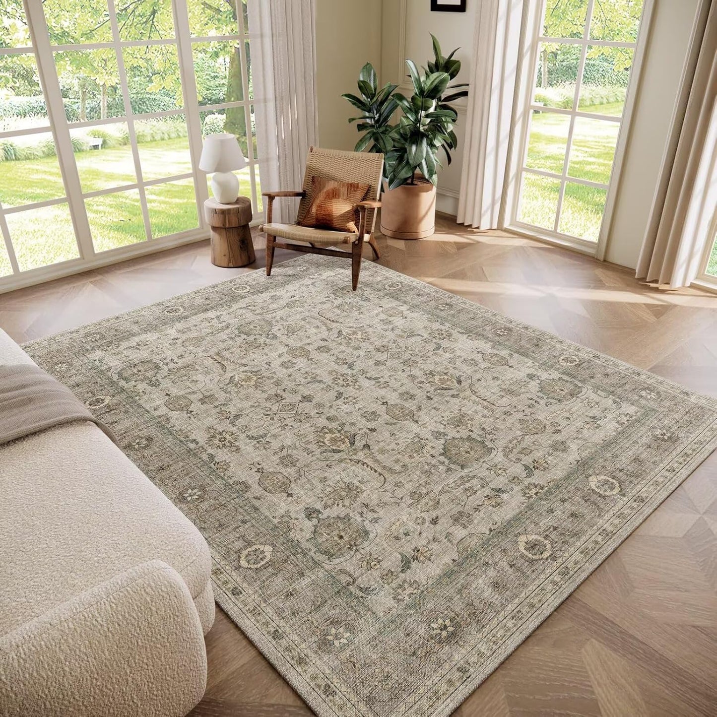 Washable 5x7 Area Rugs for Living Room, Boho Non-Slip Design