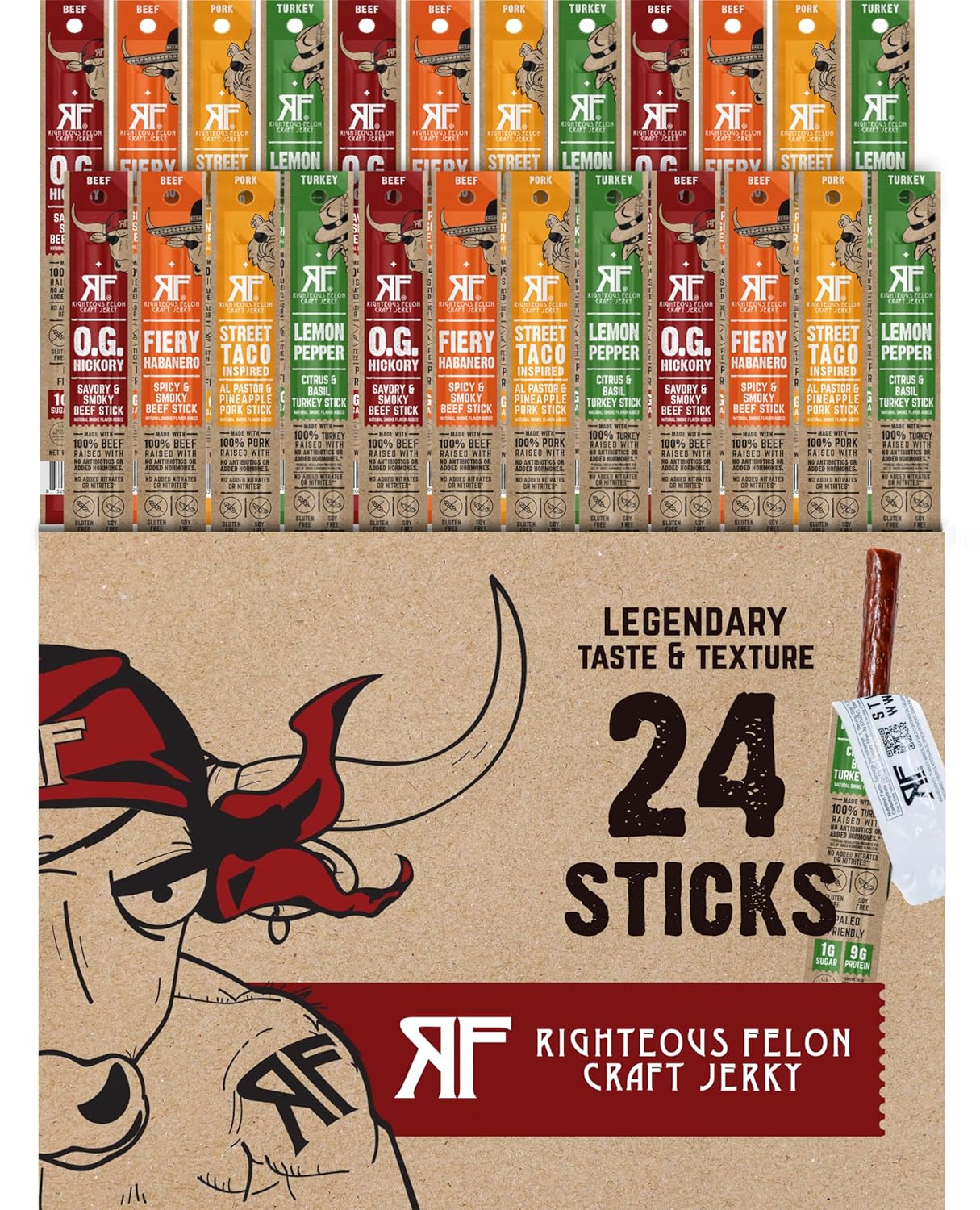 Righteous Felon Meat Sticks Variety Pack for Healthy Snacking