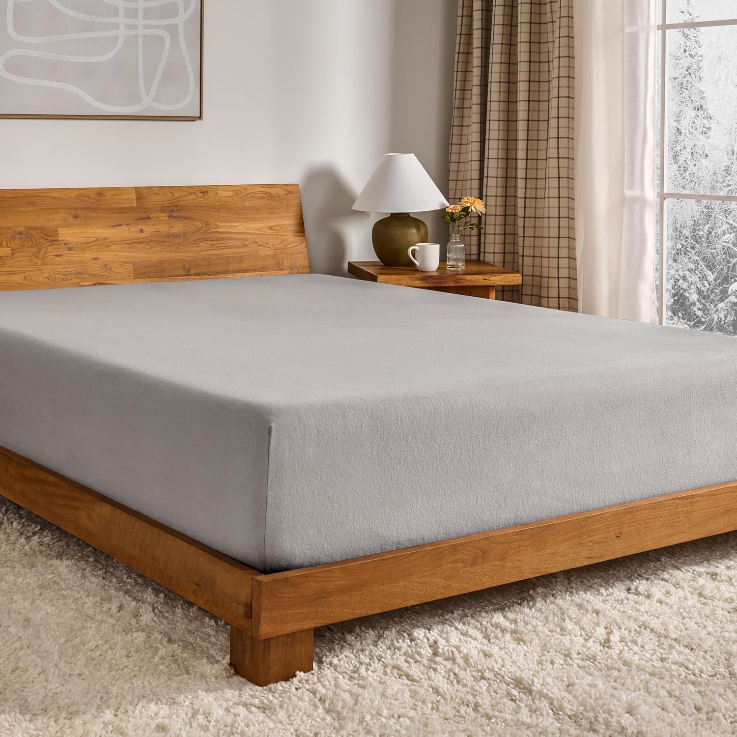 Flannel Fitted Bottom Sheet for Queen Bed - Soft Cotton Comfort