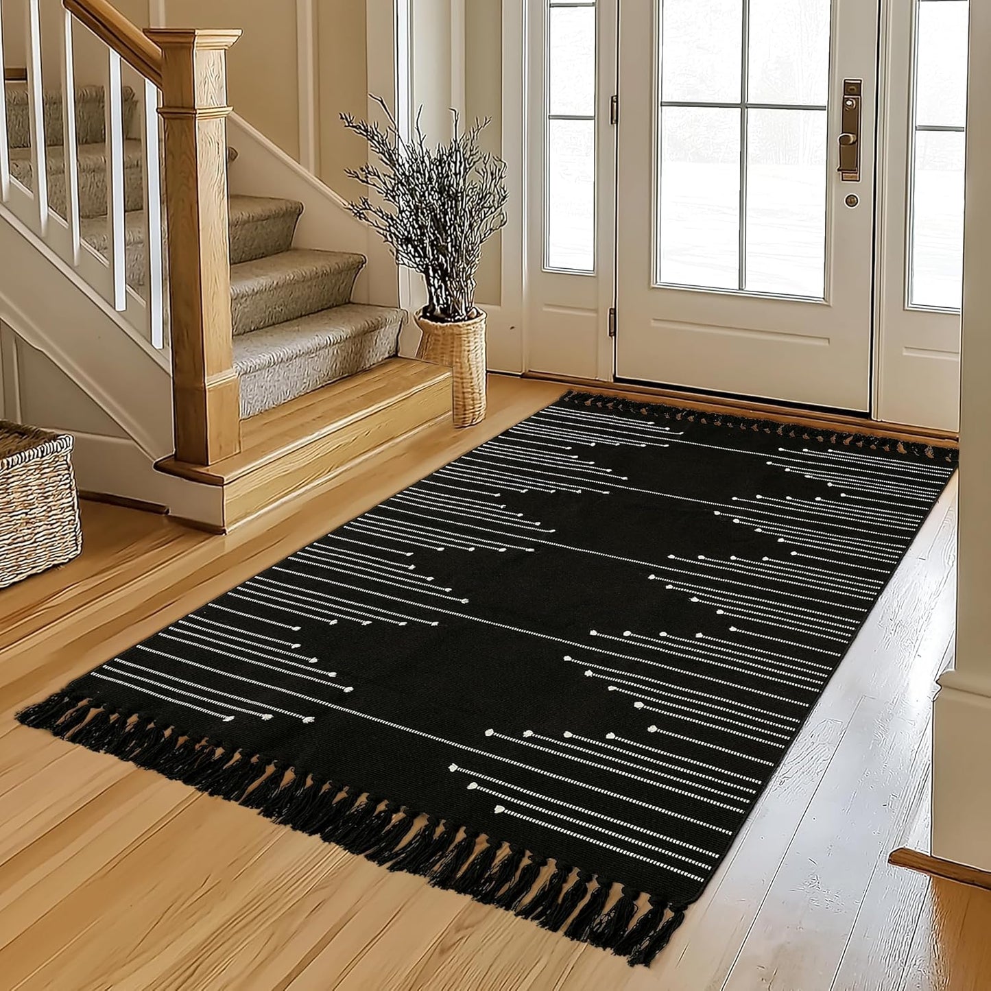 Tritard Boho Area Rug 3x5 - Lightweight Cotton Indoor Rug