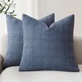 Linen Check Throw Pillow Covers Set of 2 26x26 in - Neutral Vintage