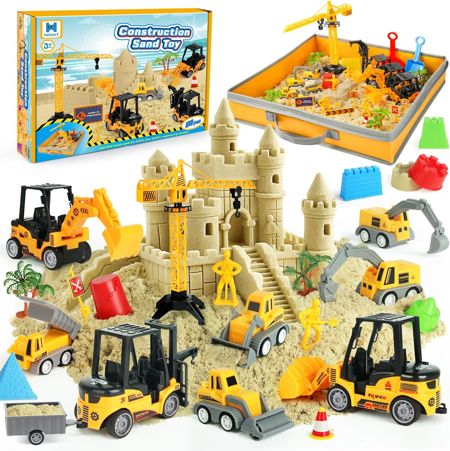 Sand Construction Site Kit - 37 Pcs Play Sand Art for Kids