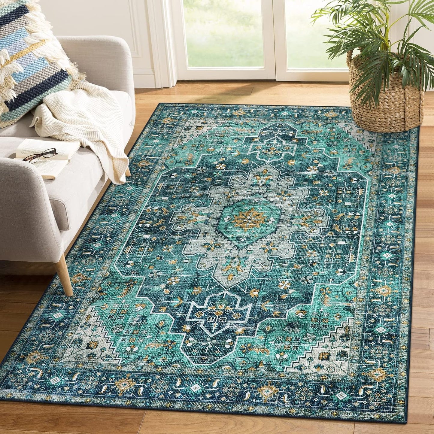 Moynesa Ultra-Thin Washable Area Rug - Non-Slip Low Pile Design