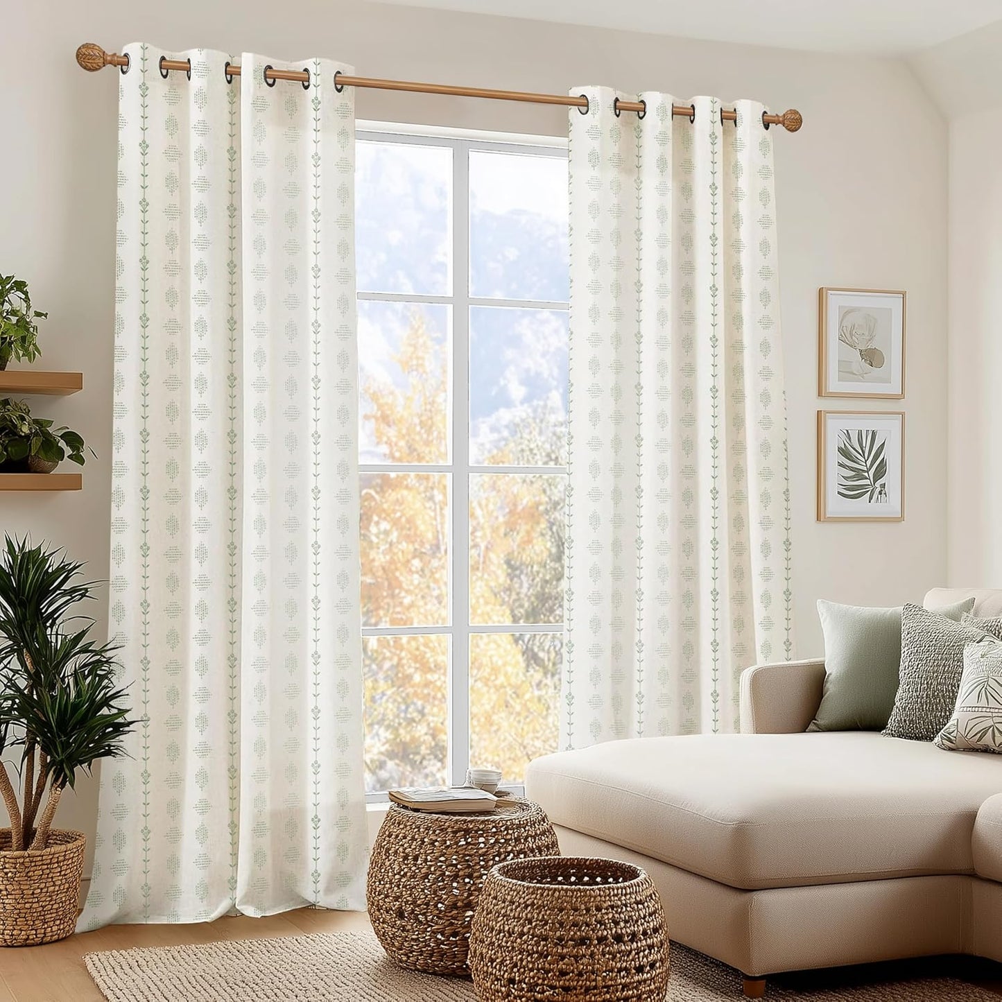 Elegant Sage Green Sheer French Country Curtains for Windows