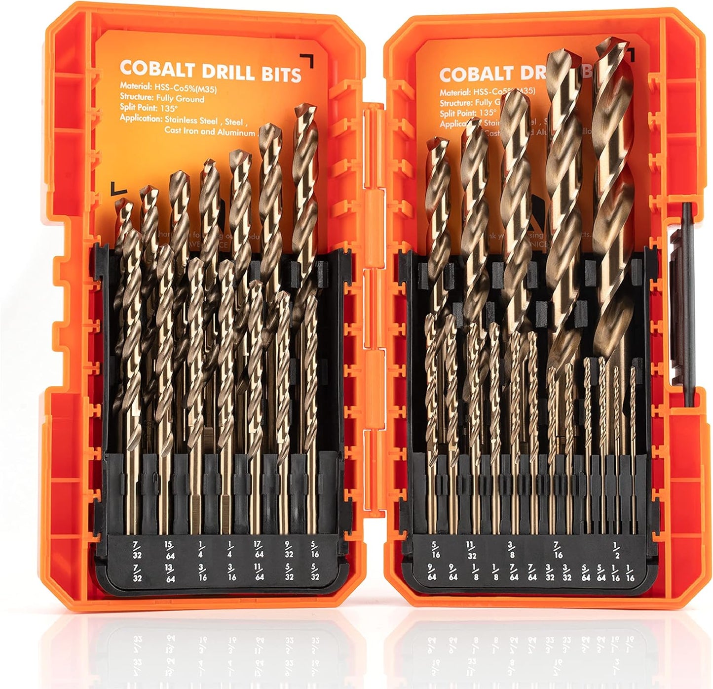 AMOOLO Cobalt Drill Bit Set 31Pcs for Metal and Wood Drilling