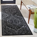 6 ft Square Black & Ivory Oriental Medallion Area Rug - Durable