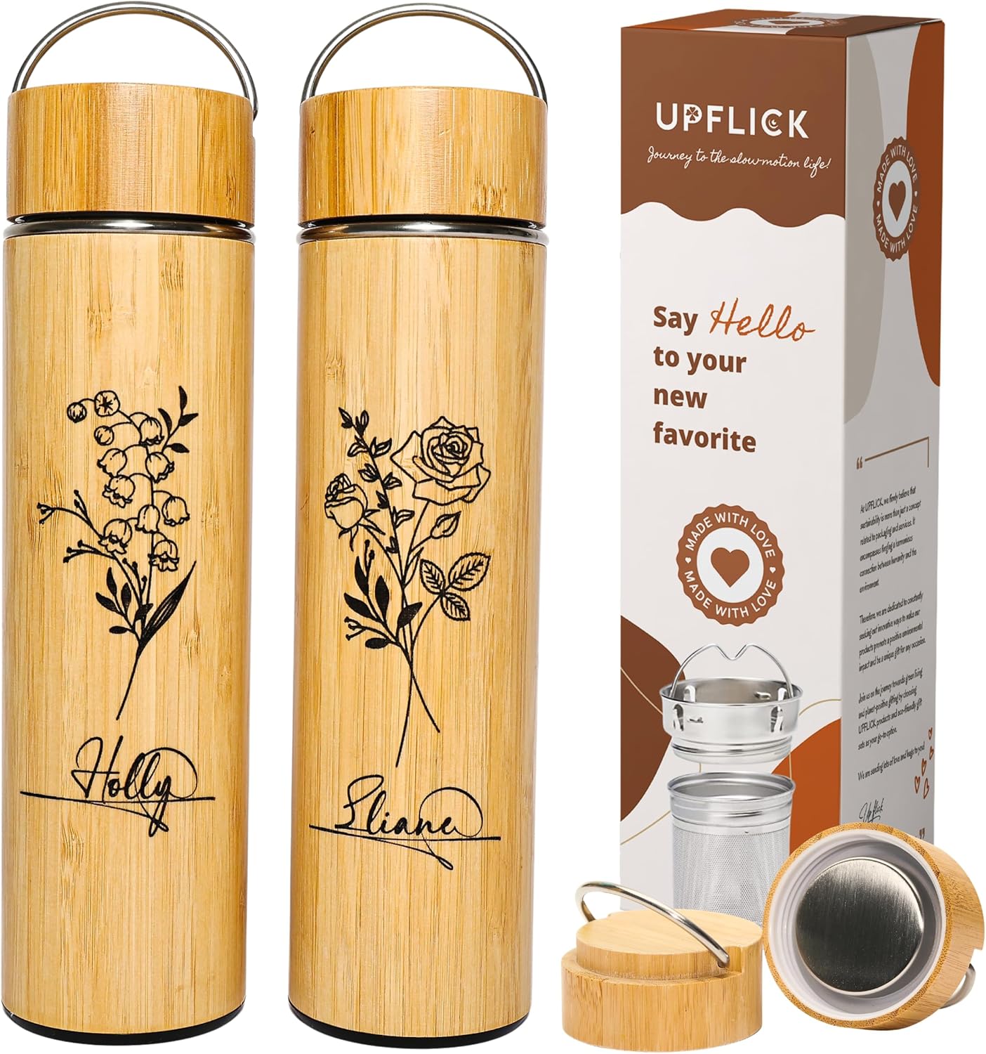 Bamboo Thermos Customized Name Signatures Birthday Gifts