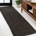 Hand Woven Chunky Jute Brown Runner Rug for Bohemian Spaces