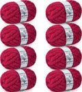 Chunky Yarn for Hand Knitting Cherry Red - #10 Jumbo Chenille Skeins