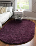 Uber Cozy Solid Shag Oval Rug 3 ft x 5 ft Eggplant Purple - Soft