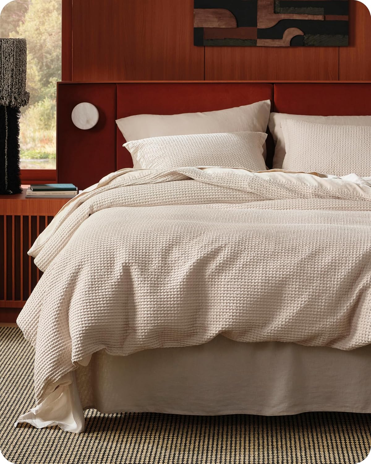 Bedsure Cotton Duvet Cover Set - Soft Waffle Weave Queen Size