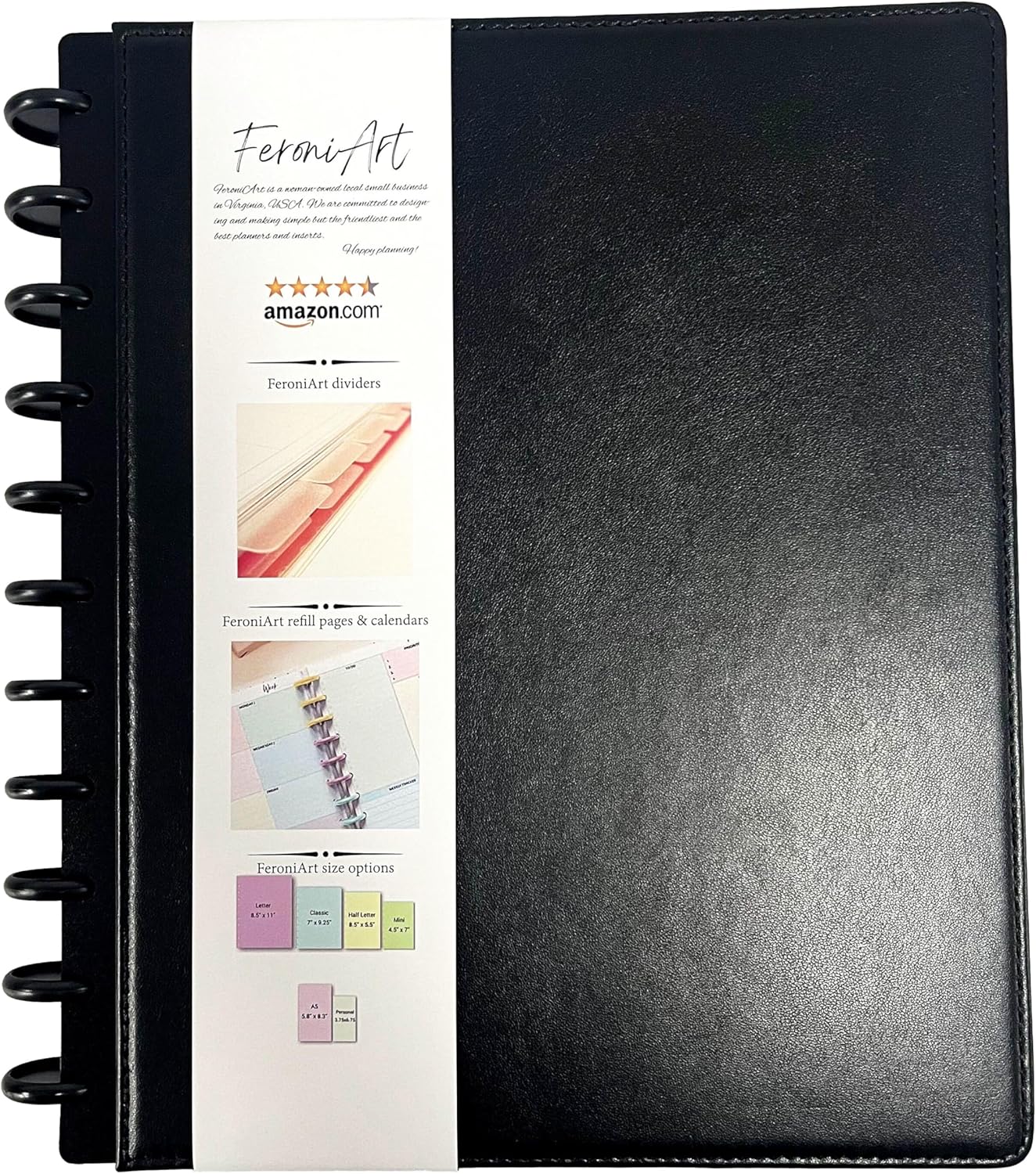 Refillable 11 Disc Discbound Notebook - Elegant PU Leather Design