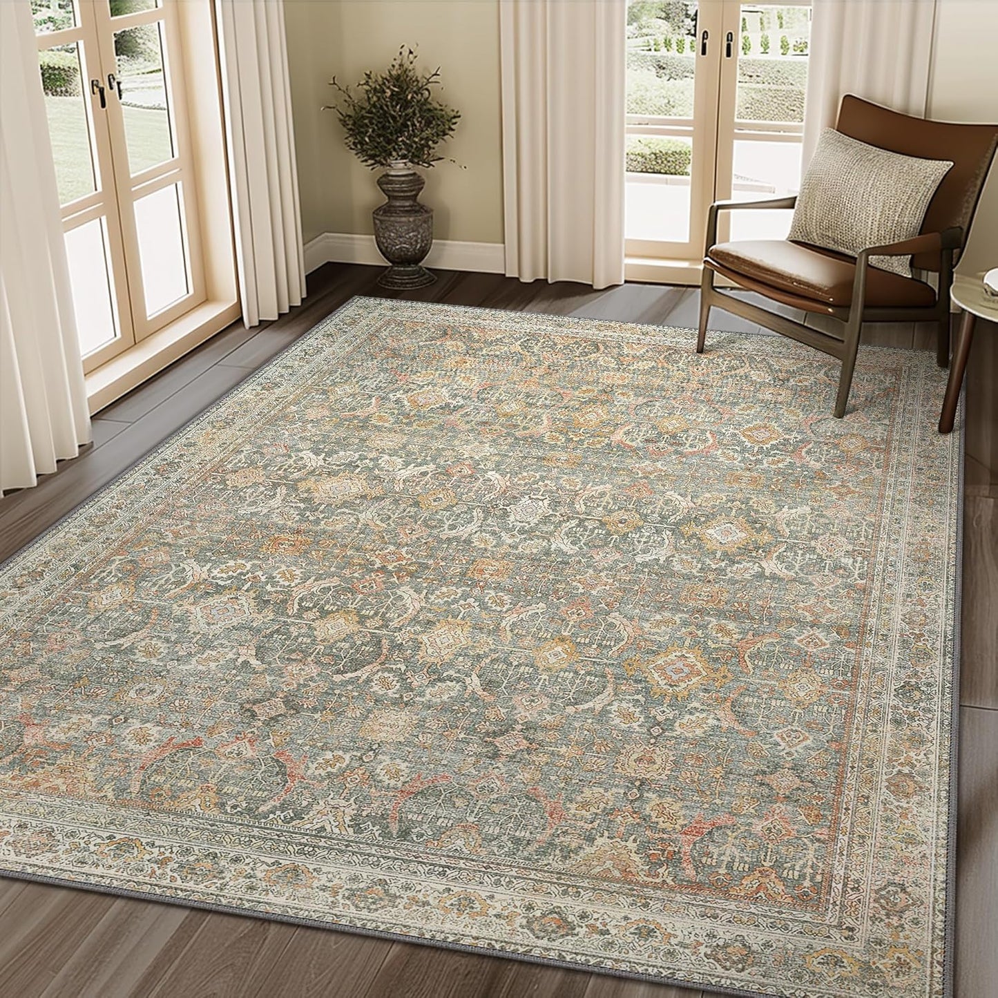 8X10 Area Rugs Machine Washable Vintage Boho Soft Carpet