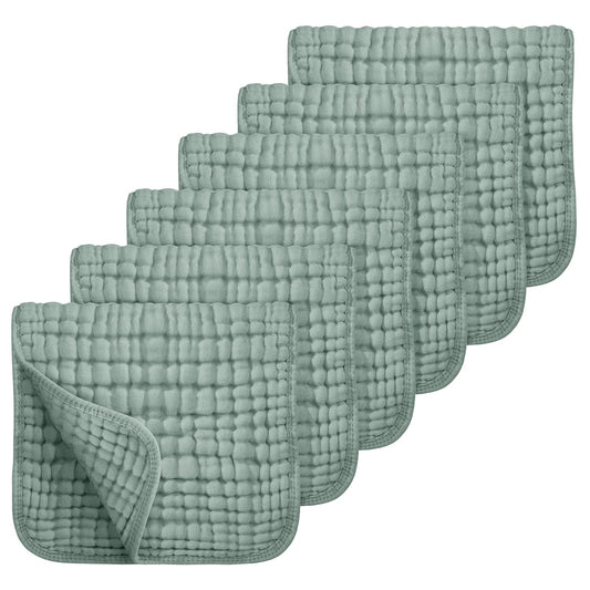 Looxii 100% Cotton Muslin Burp Cloths, Extra Soft & Absorbent 6-Pack for Baby (Dark Green)